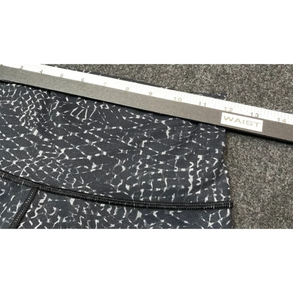 Lululemon Leggings Women 4 Black White Lattice Hem High Rise Crop Activewear